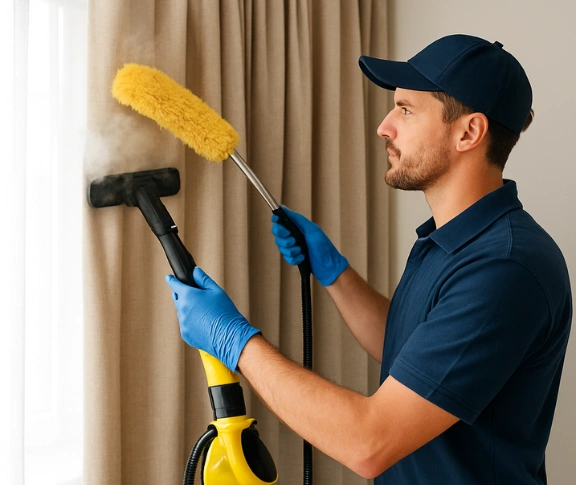 Trusted curtain steam cleaning technician Matty Curtain Cleaning caloundra QLD